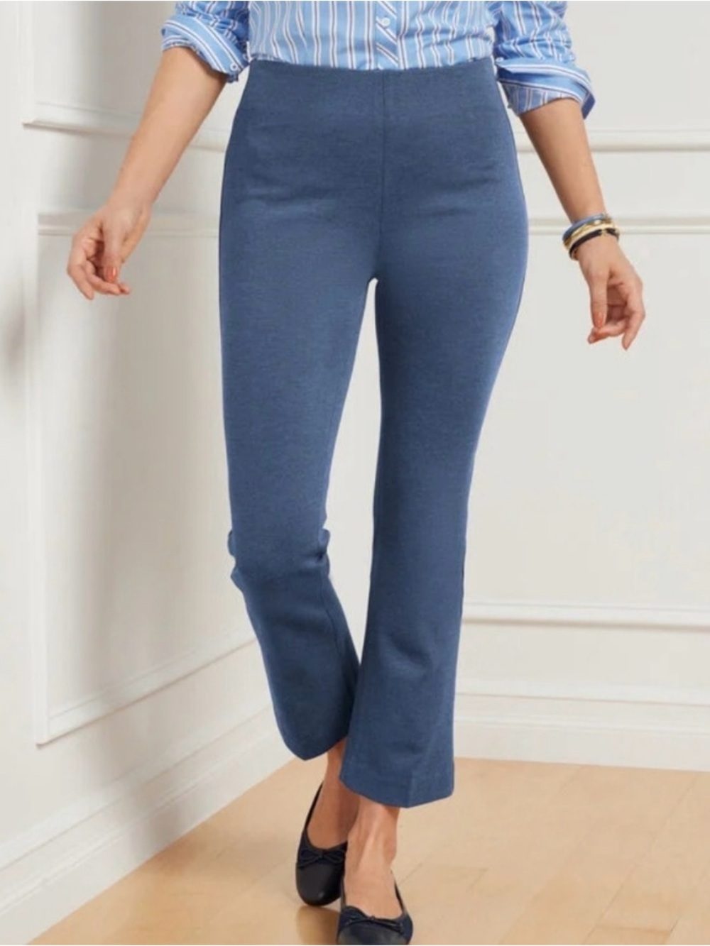 Talbots Montauk Blue Pull-On Stretch Knit Pants for Women